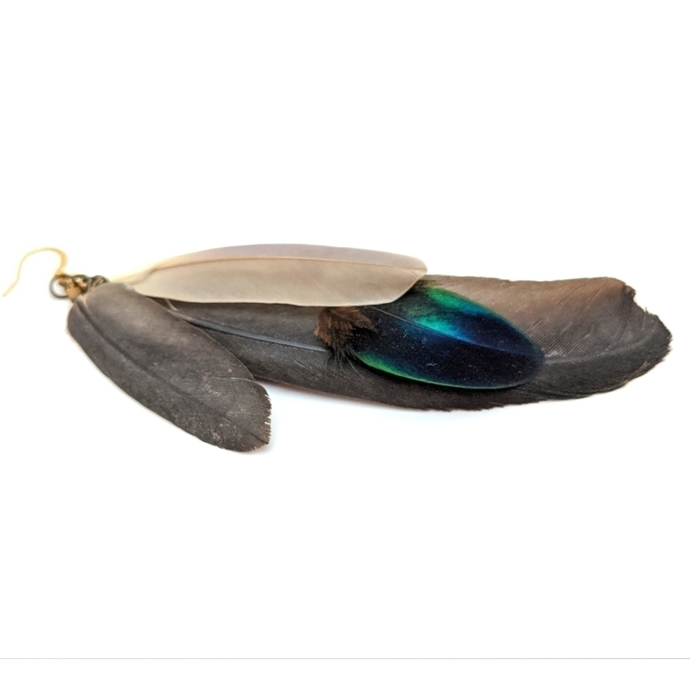 381MIDALANE Limited Edition Gray Blue Feather Earring